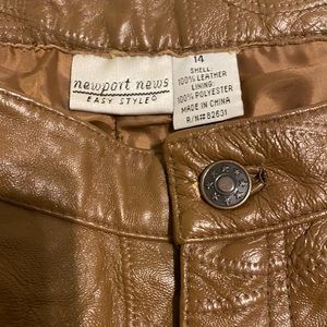 Vintage Newport News size 14 brown leather patchwork pants